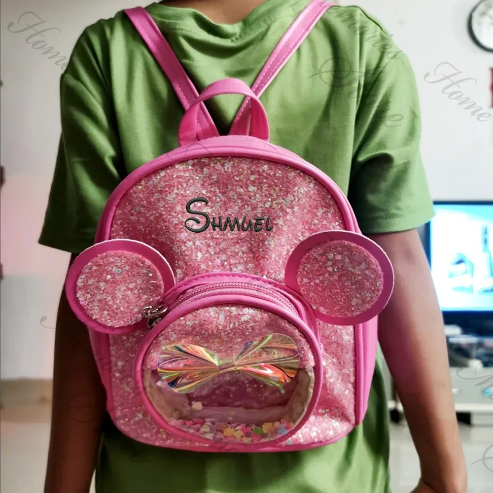 sac à dos personnalisé pour enfants, sac à dos brillant pour enfants, sac de collation de maternelle, nom personnalisé, dessin animé princesse pour filles, nouvelle mode