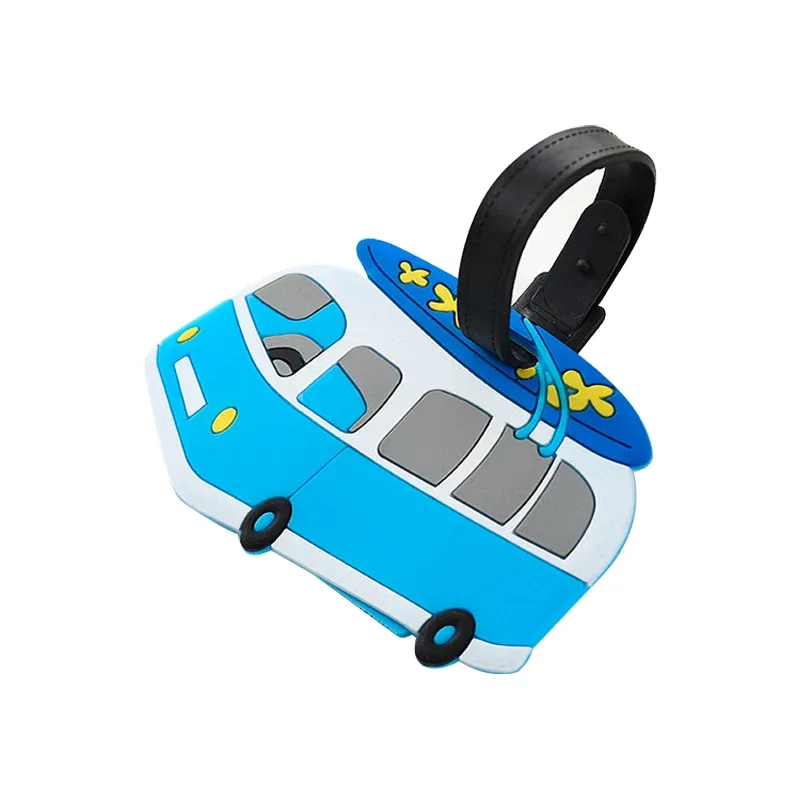 accessoires de voyage étiquettes d'embarquement de bagages créatives étiquette de bagage dessin animé voiture bus avion valise id addres support étiquette portable