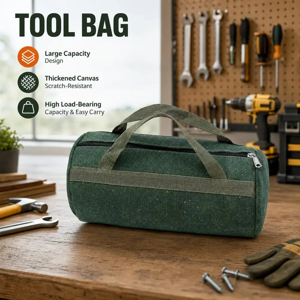 Sac à outils en toile de grande capacité, sac organisateur polyvalent, sac de rangement portable pour outils à main, pour jardinage, atelier, kits de réparation