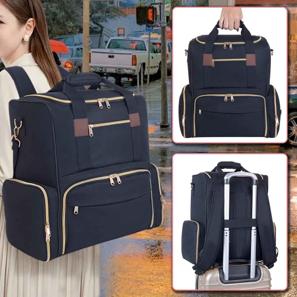 uozl – sac à dos organisateur de vernis à ongles, contient 80 bouteilles et une lampe à ongles, fournitures avec 2 étuis amovibles, sac de rangement professionnel tr