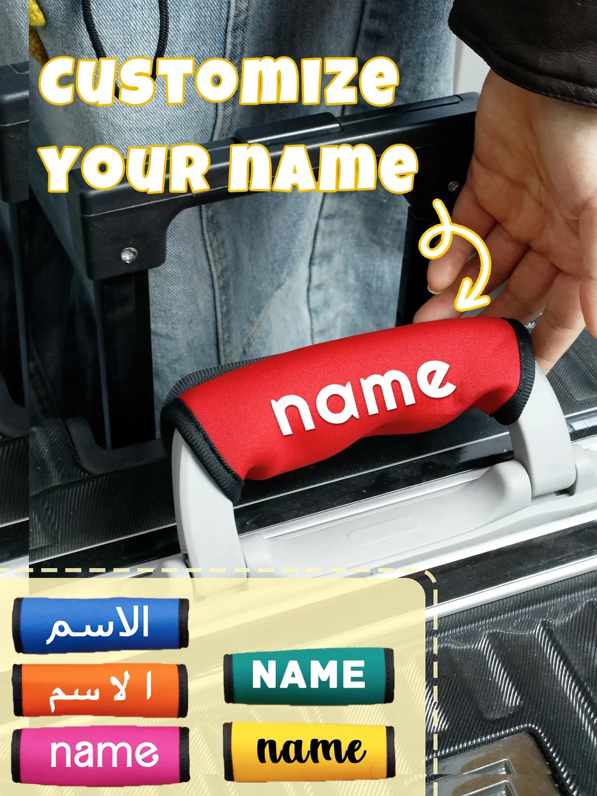Enveloppes de poignée de bagage avec nom personnalisé pour valise, identifiants de bagages personnalisés, enveloppe de poignée en Velcro personnalisable,
