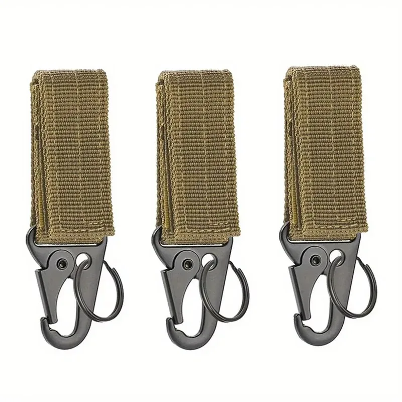 lot de 3 mousquetons tactiques edc pour extérieur, porte-clés en sangle de nylon, support de clés, crochet de ceinture pour sac à dos de camping, boucle de suspension, clip multifonction