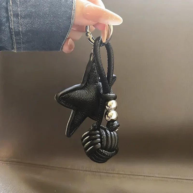 porte-clés tressé étoile pour femme, breloque de sac à main tendance, accessoire de sac personnalisé diy, petit cadeau, porte-clés pour sacs bandoulière