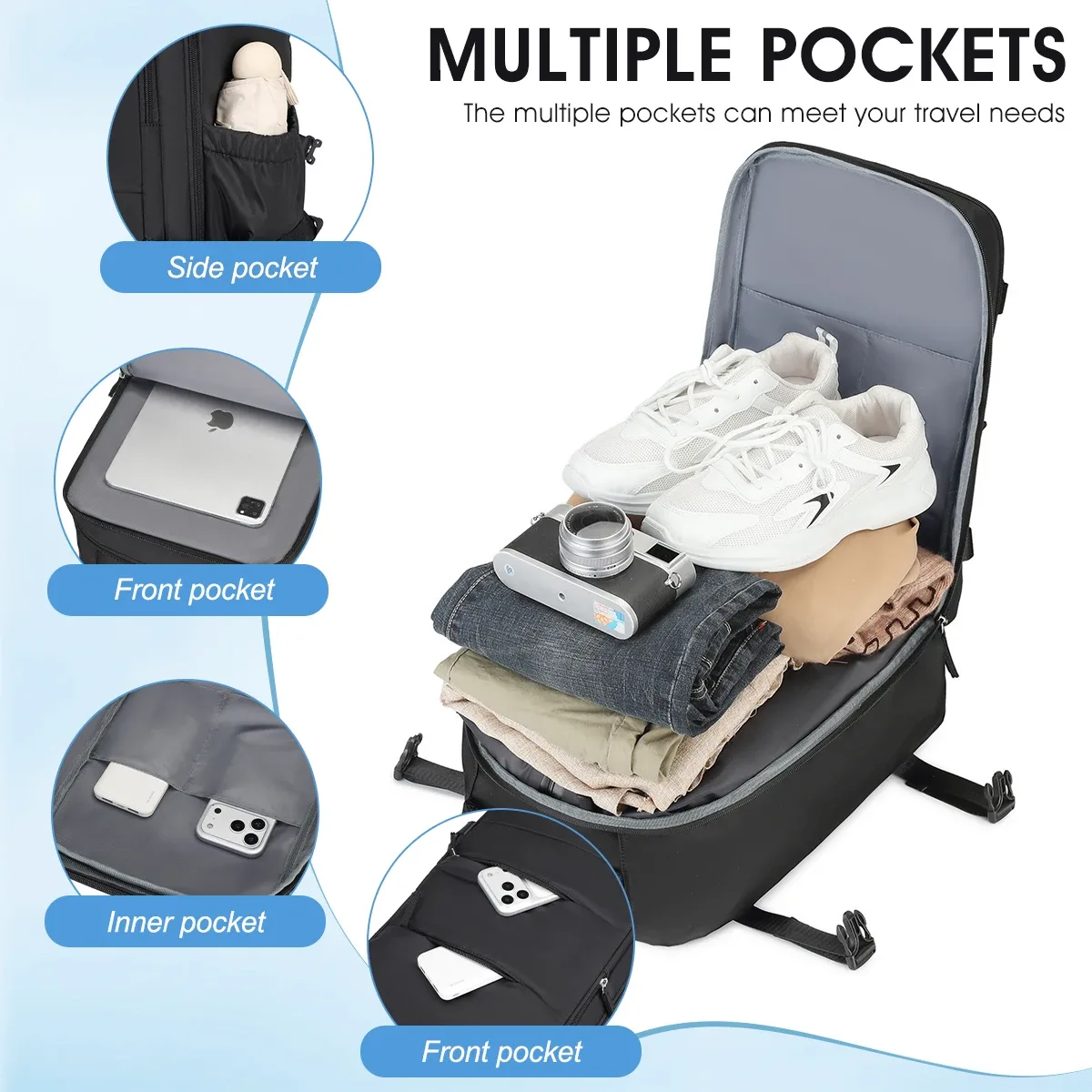 sac de voyage à compression sous vide, sac d'embarquement professionnel pliable de grande capacité, système de transport et de stockage ultra léger