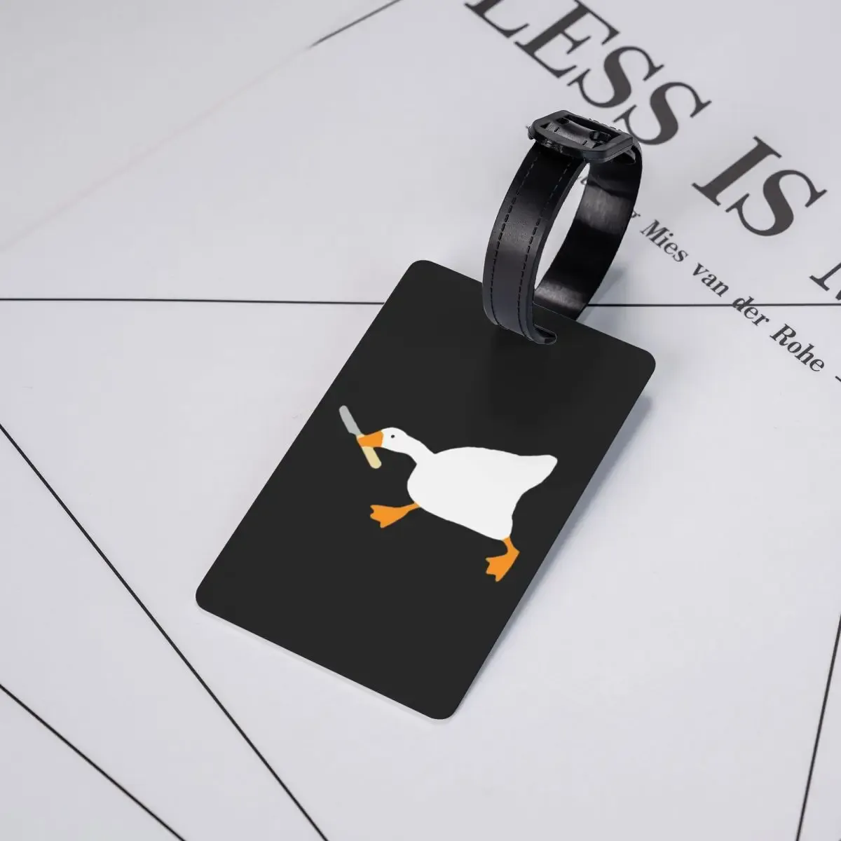 étiquette de bagage « goose with knife – la paix n'a jamais été une option » – porte-étiquette de voyage pour valise, bagage, embarquement, avec espace pour nom, adresse et identifiant