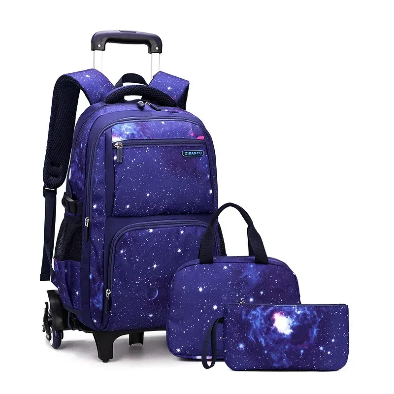 sac d'école enfants sac à dos roulant pour garçon sac à dos à roulettes sac d'école avec roues chariot bookbag bagage à main avec sac à déjeuner