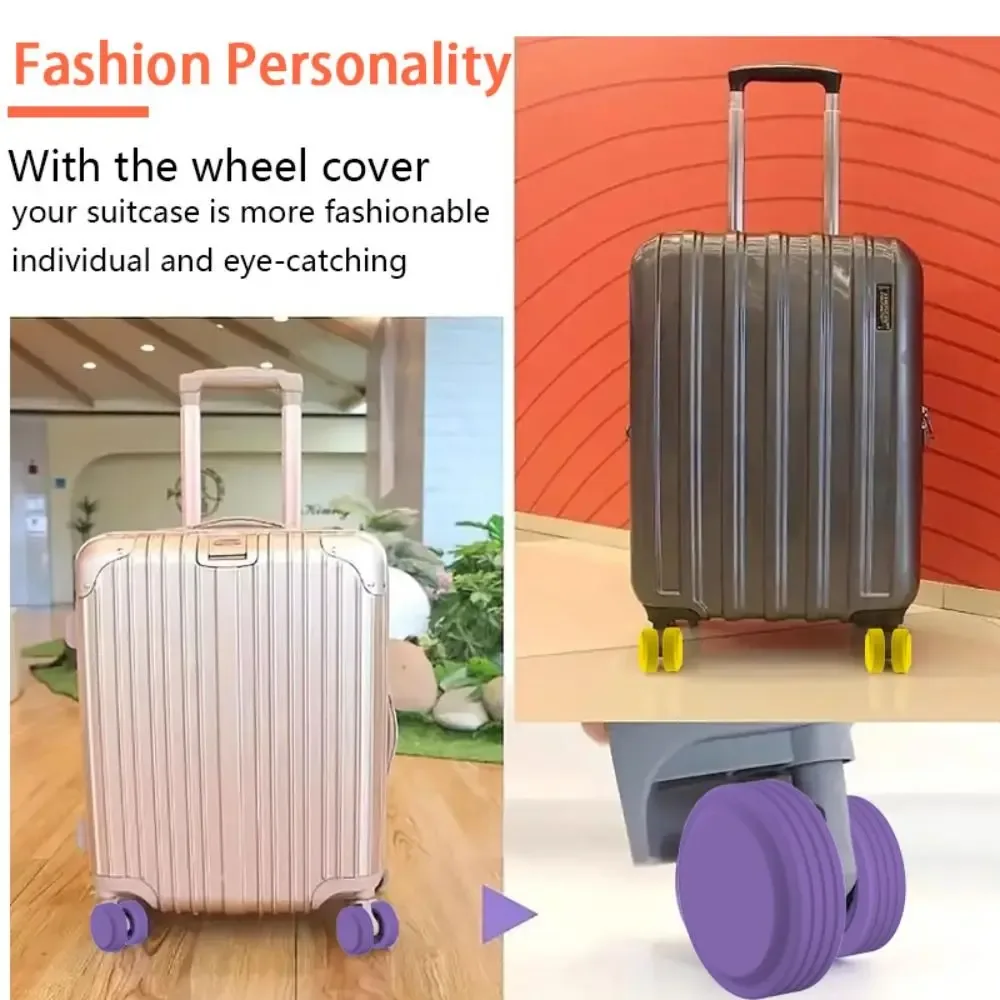 lot de 8 protections en silicone pour roulettes de bagages, réduction du bruit, absorption des chocs, anneaux de protection antidérapants pour valises
