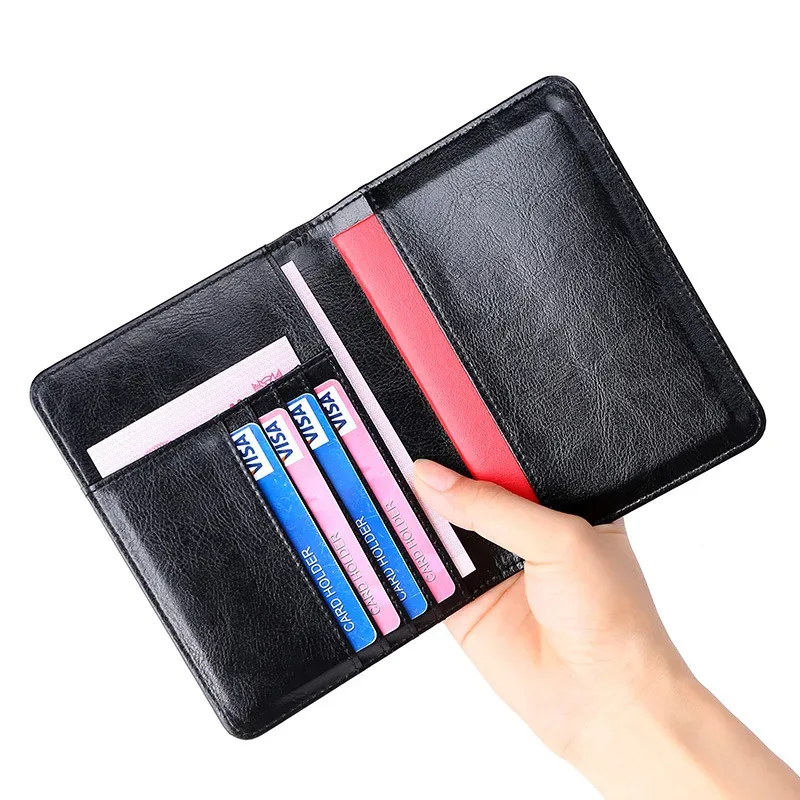 couverture de passeport unisexe en cuir véritable, blocage rfid, porte-passeport pour hommes, étui pour carte d'identité, portefeuille de voyage pour wowen