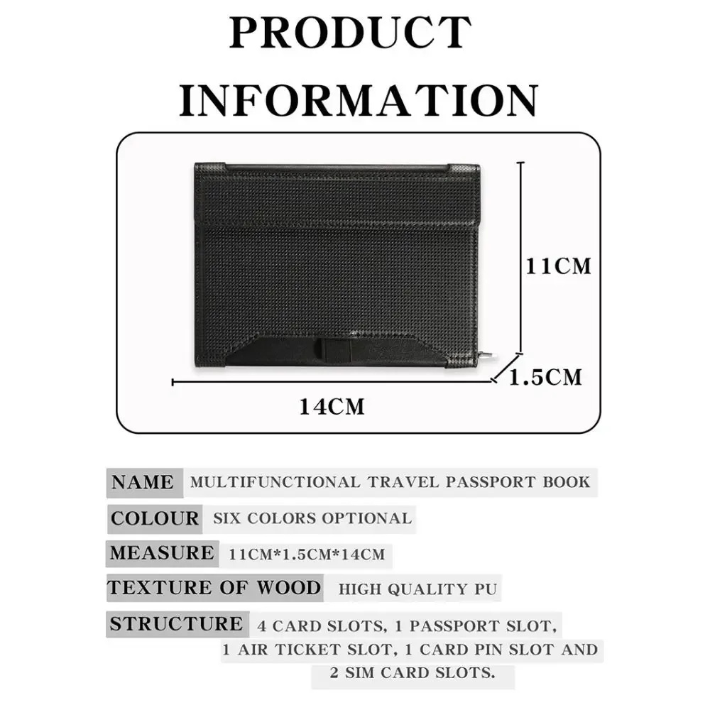 nouveau porte-passeport de couleur unie, blocage rfid, fente pour billet, clip, housse de protection, sac pour cartes de voyage en cuir