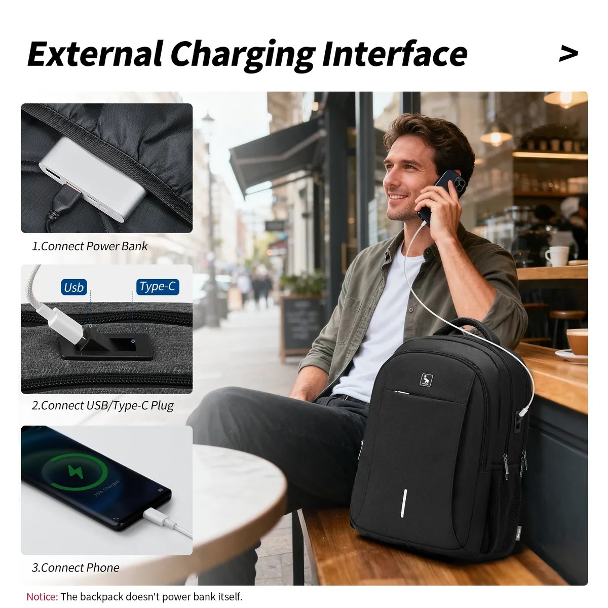 oiwas sac à dos étanche pour ordinateur de grande capacité avec port de chargement usb - sac de voyage durable pour ordinateurs portables jusqu'à 17 pouces