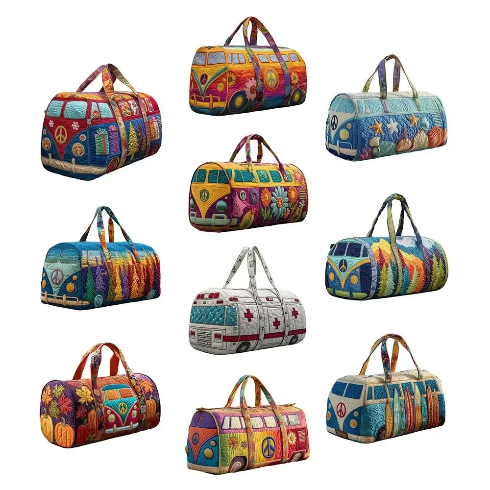sac de voyage matelassé en coton, style hippie, design 3d, sac de sport, imprimé champignons, motif grenouille, sac de week-end, pour une nuitée