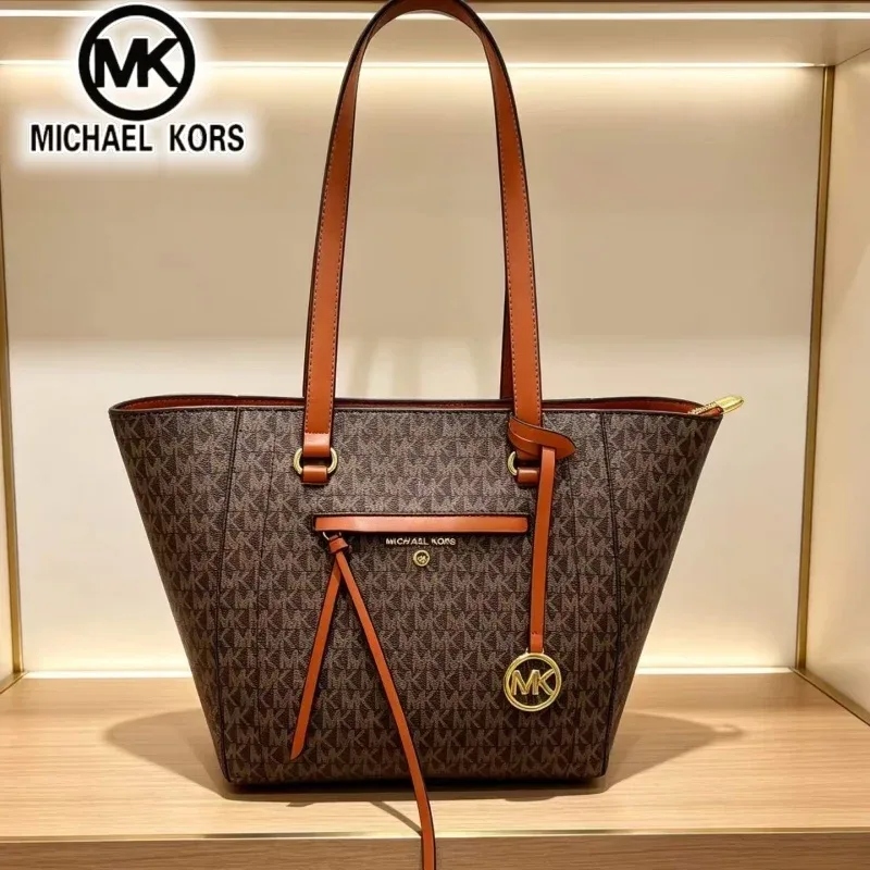 sac à main décontracté pour femme michael kors, sac à bandoulière, sac fourre-tout classique mk à motif floral, grande capacité, sac de voyage