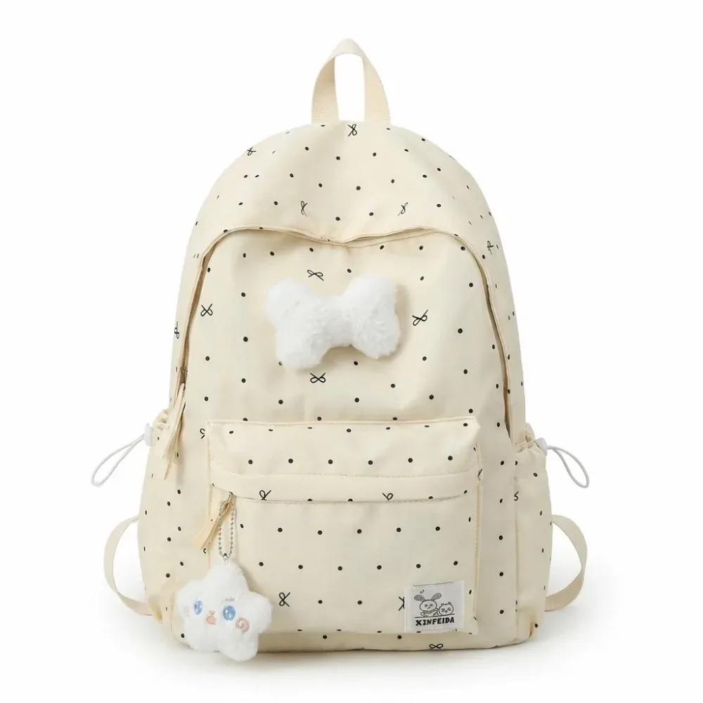 nouveau sac à dos léger à pois avec nœud papillon, décontracté, pour étudiants, respirant, durable, grande capacité, pour l'école et les voyages