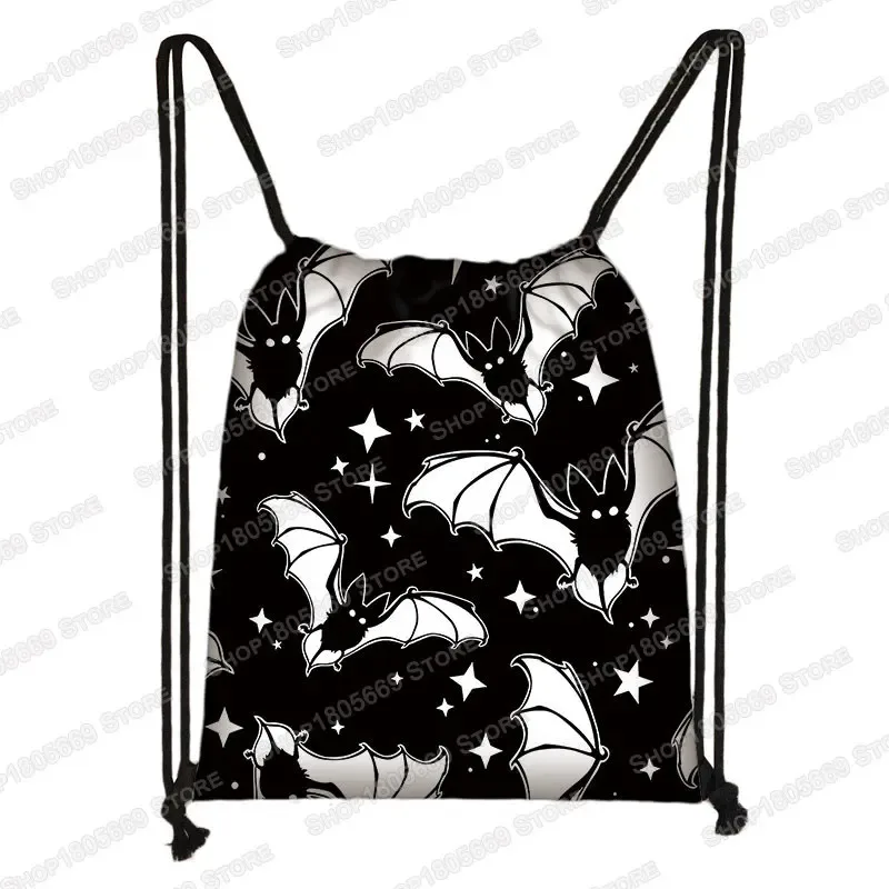 sac à dos gothique imprimé vampire bat ghost, sacs à cordon, sacs à bandoulière pour femmes et hommes, porte-chaussures de voyage