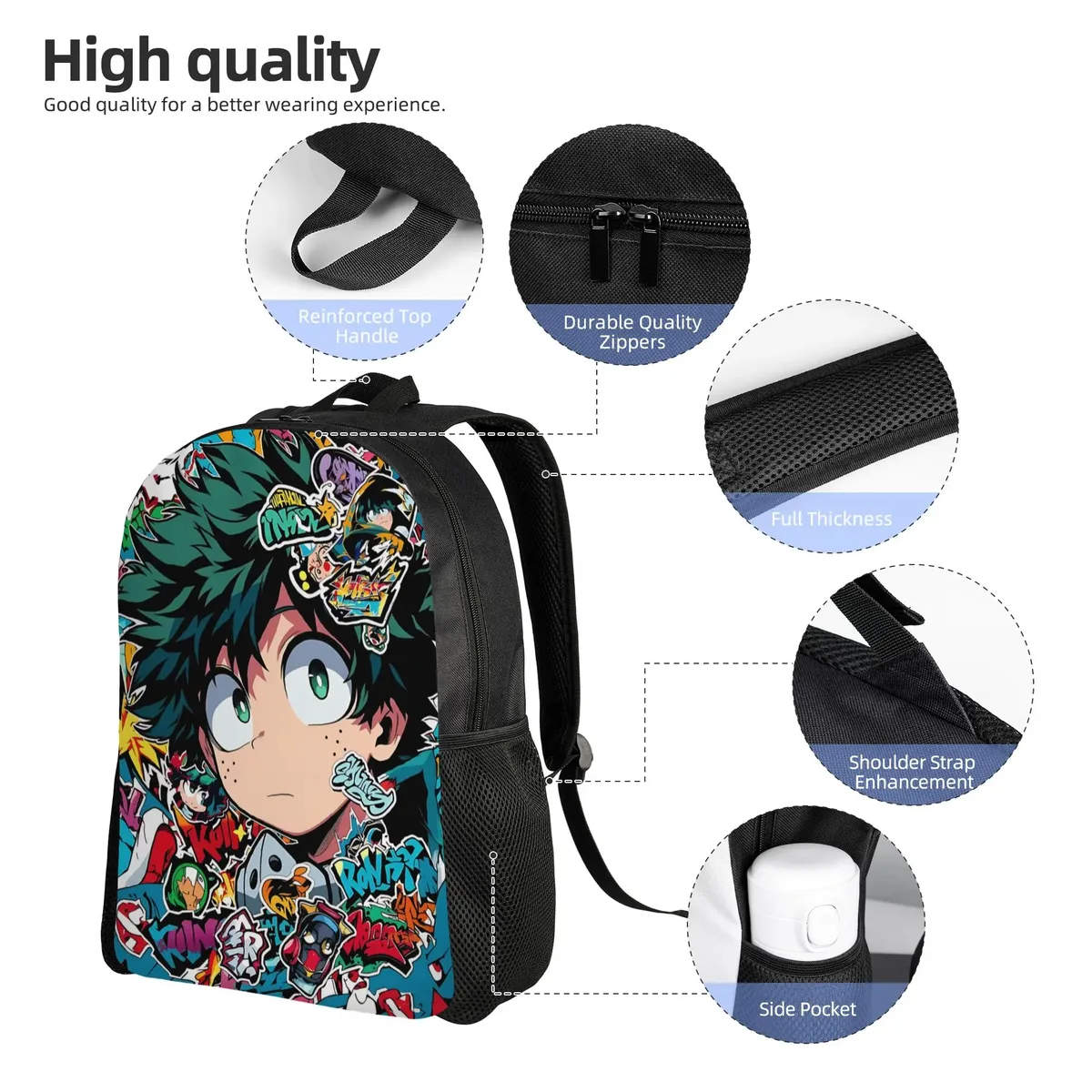 sac à dos my hero academia, 1 pièce, sac à dos coloré, le nouveau semestre commence