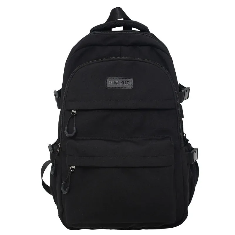 sac à dos de couleur unie de grande capacité pour lycéens, sac à dos de voyage noir simple pour collégiens, nouveauté 2026