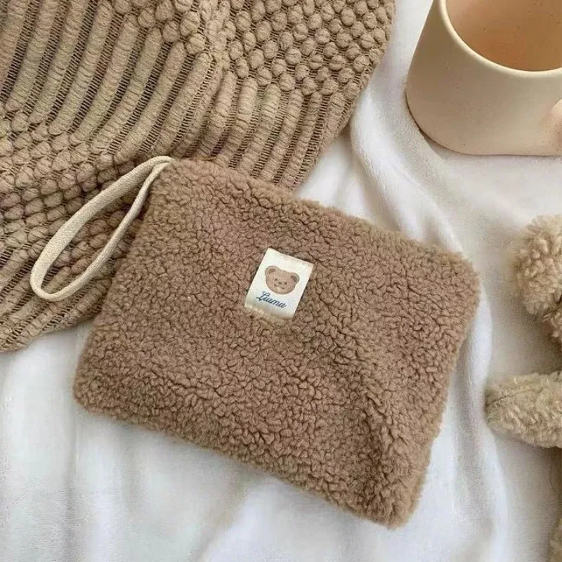 sac de rangement en peluche de grande capacité pour cosmétiques et rouges à lèvres pour femmes, trousse de maquillage, sacs à main mignons, portefeuille de voyage, trousse à crayons, trousse à poudres