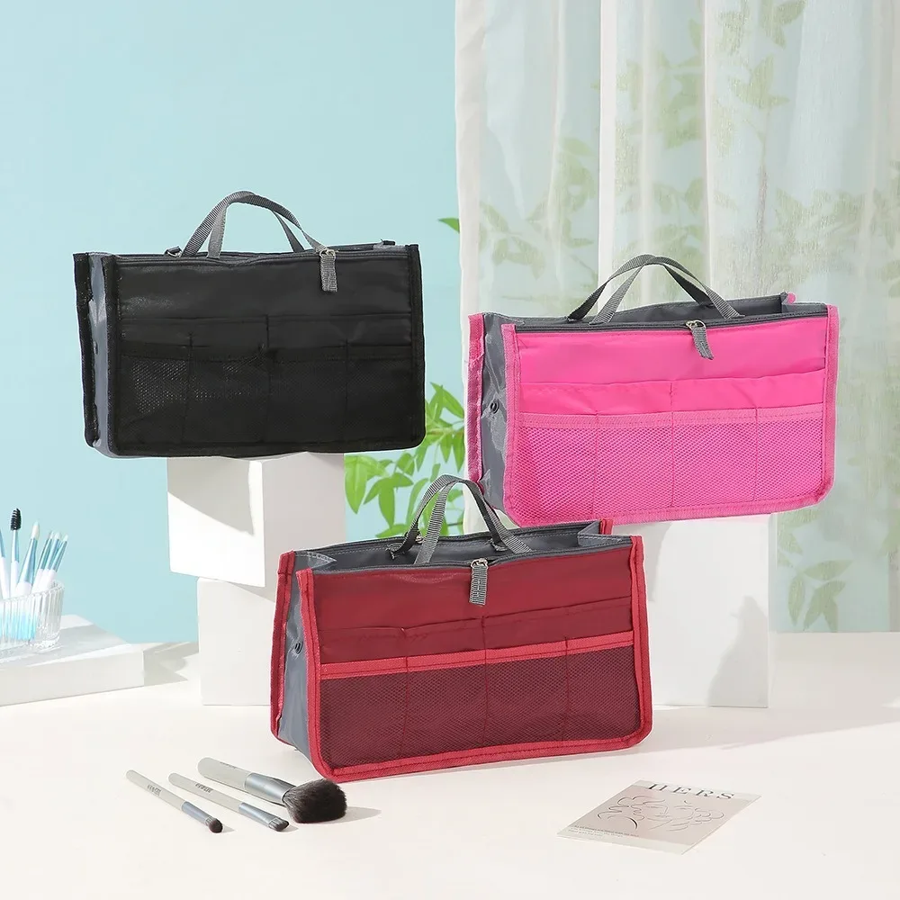 trousse de maquillage multifonctionnelle de grande capacité, sac de rangement portable à double fermeture éclair pour articles de toilette, sac de rangement de voyage pour maman, cosmétiques multi-poches