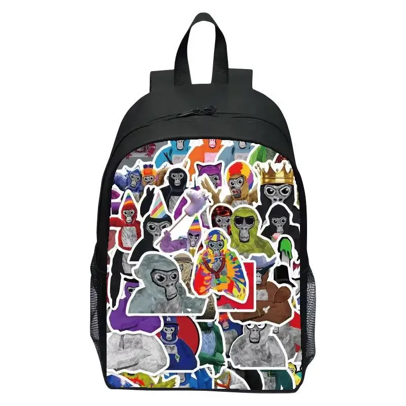 sac à dos pour enfants de 16 pouces, jeu imprimé, étiquette gorilla, sac à dos d'école primaire, pour garçons et filles