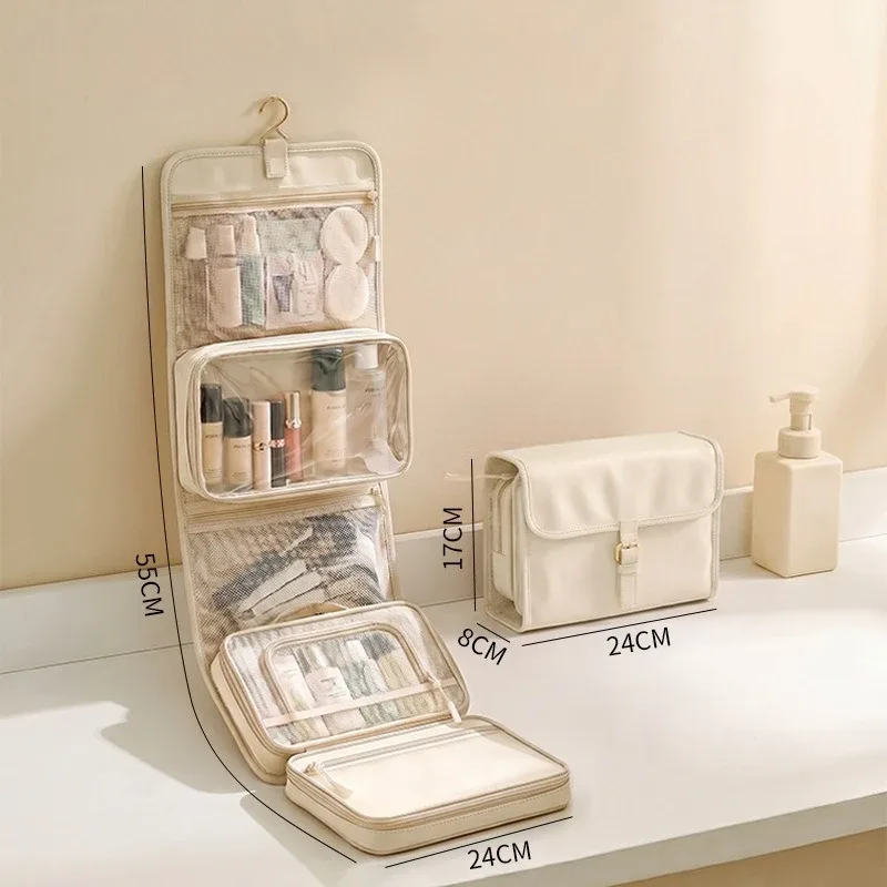 trousse de toilette de voyage suspendable, multifonctionnelle, portable, grande capacité, organisateur de voyage minimaliste, trousse de toilette, trousse à cosmétiques