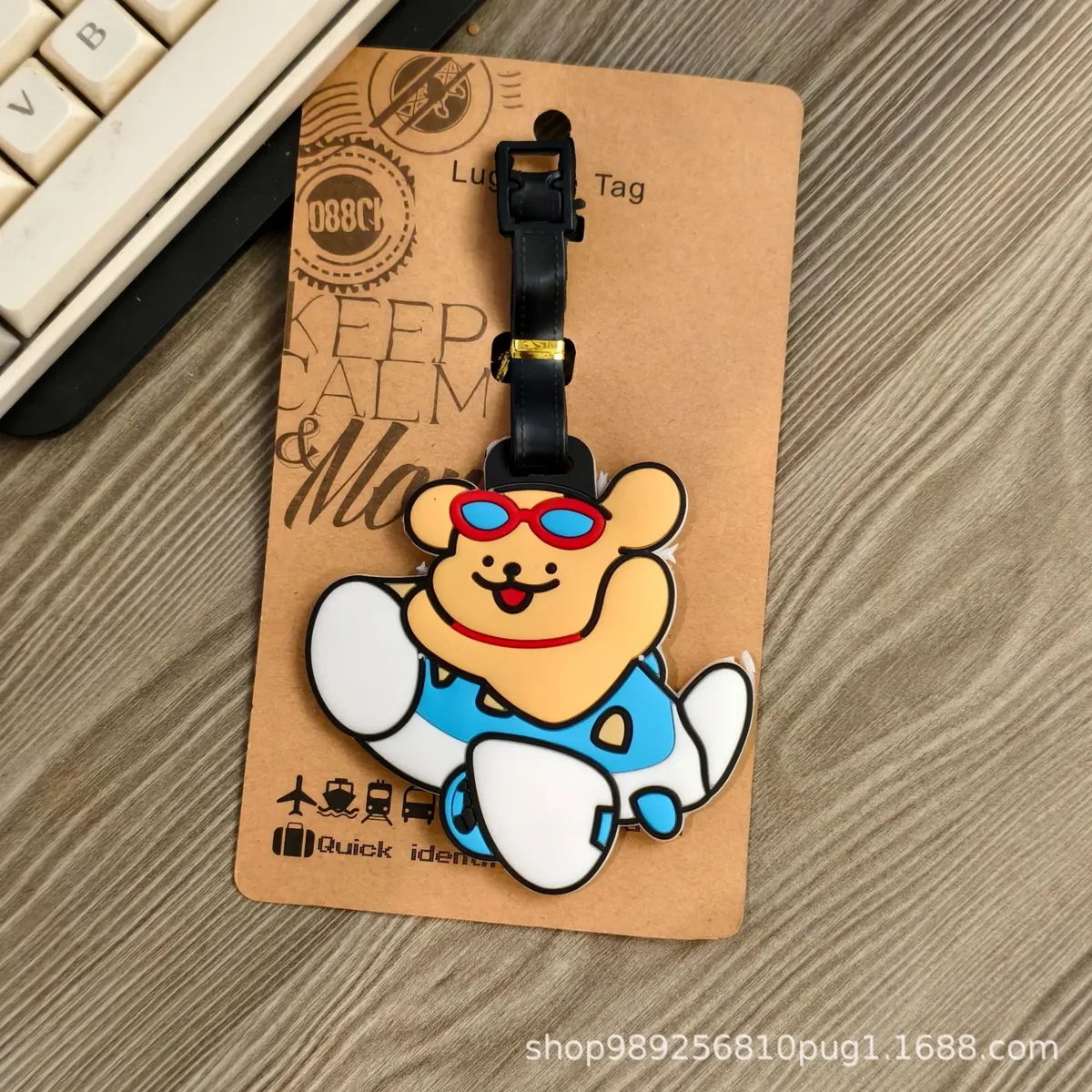 étiquette de bagage d88ck motif chien de dessin animé en pvc souple, pendentif de valise de voyage, accessoire d'identification de bagages