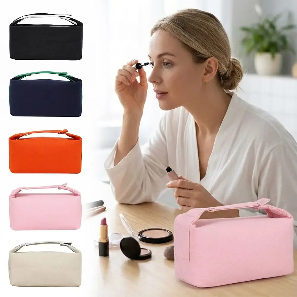 sac de rangement cosmétique multifonctionnel de grande capacité, sac de toilette en toile à porter à la main, pochette de maquillage portable, rangement cosmétique