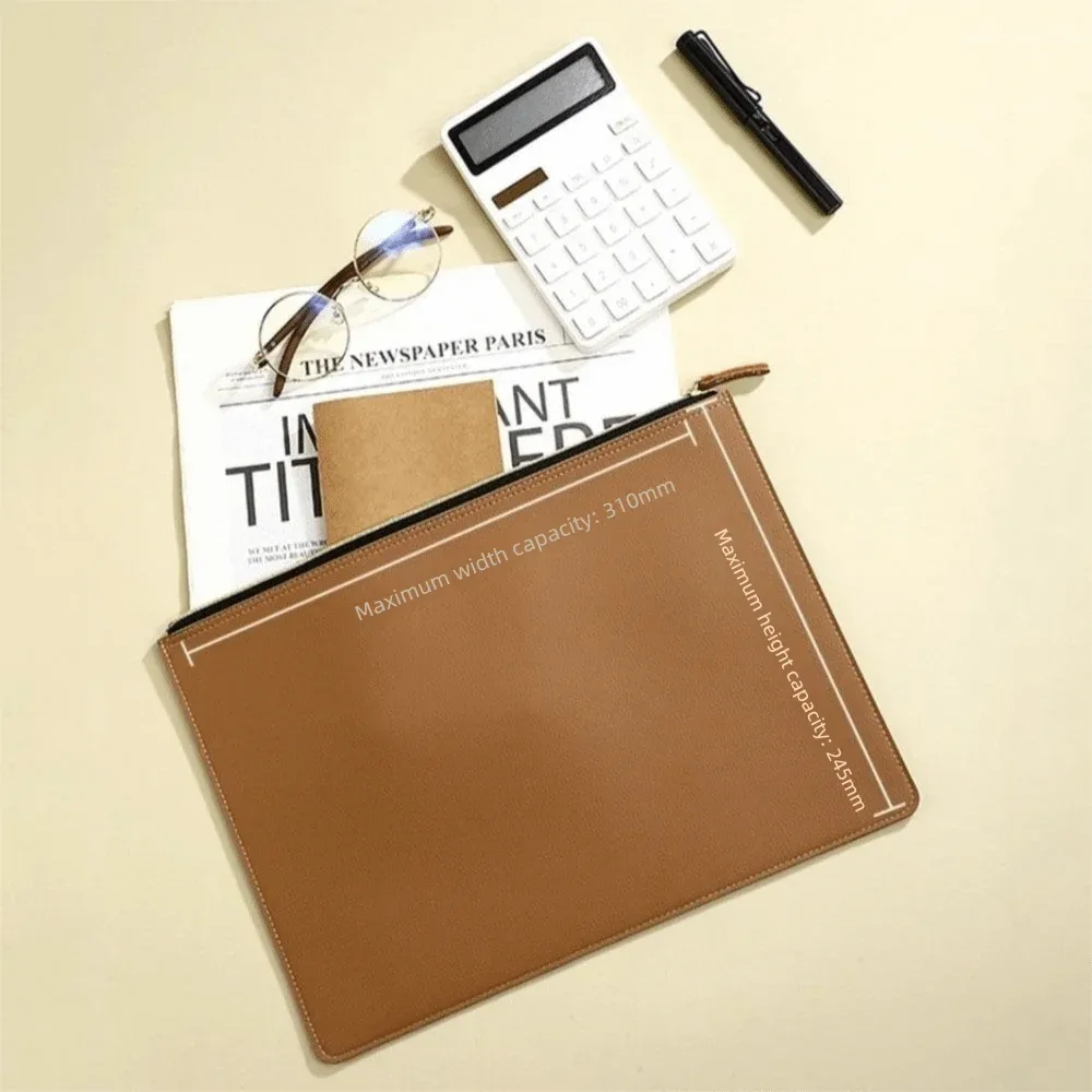 porte-documents en cuir pu a4 avec fermeture éclair, sac à documents imperméable, plusieurs couleurs, mallette d'affaires haut de gamme