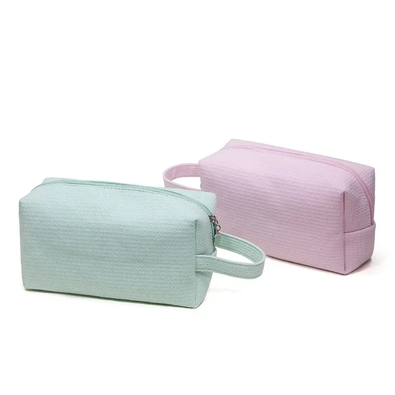 Sacs à cosmétiques pour femmes, couleur unie, sacs de maquillage en coton doux japonais Harajuku, sacs de voyage portables compacts de grande capacité