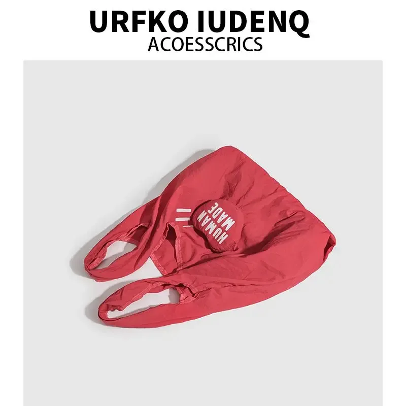 sac de rangement human made 2026 pour hommes et femmes, sac fourre-tout pliable imprimé love, sac de courses portable et imperméable pour usage quotidien