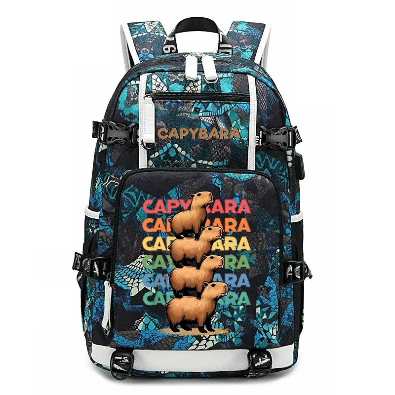 sac à dos d'étudiant à grande capacité avec imprimé de capybara, pour garçons et filles, sac de voyage décontracté, sac d'école léger et durable, utilisation quotidienne