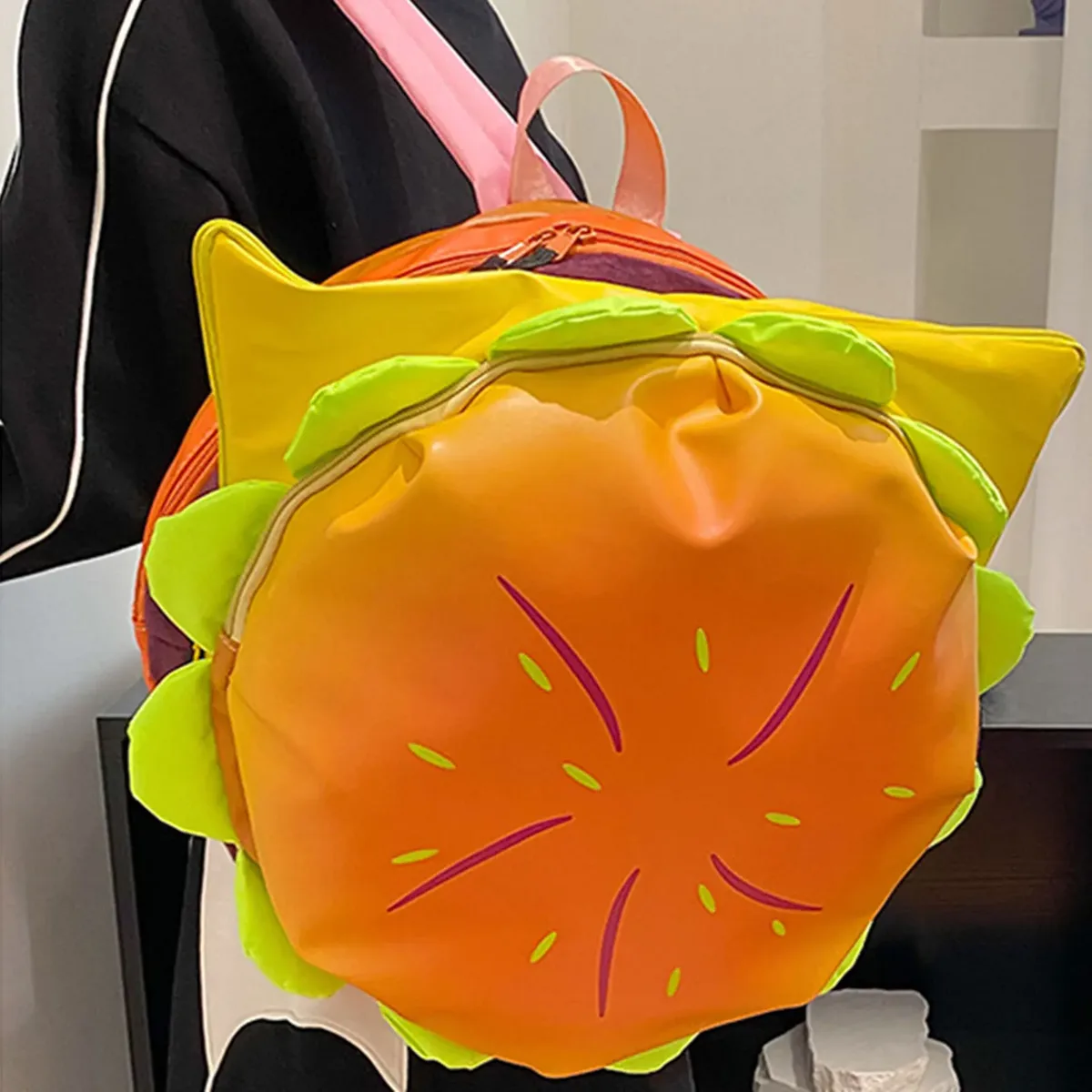 dessin animé hamburger sac à dos décontracté cheeseburger sac à dos grande capacité mode cartable sac de messager pour les voyages en plein air
