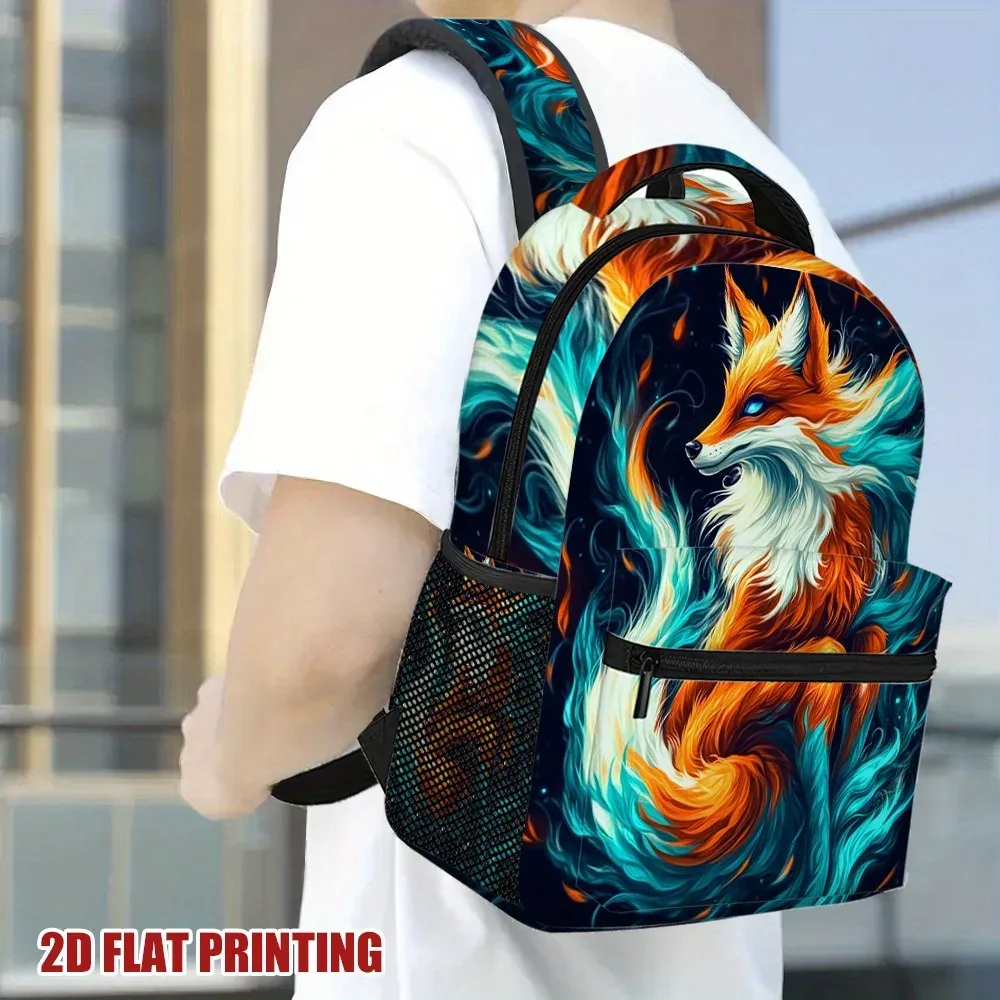 Sac à dos imprimé renard, fermeture éclair légère, adapté à l'école, sac à dos compact et fonctionnel avec sac à dos décontracté Fox