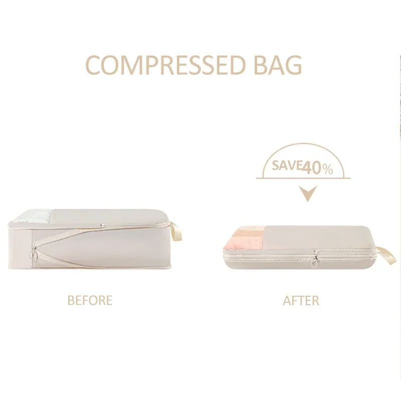Ensemble de 2 pièces, organisateur de voyage souple, sac de rangement, valise, Cubes d'emballage, ensemble de bagages portables, vêtements, sous-vêtements, pochette de rangement compressible