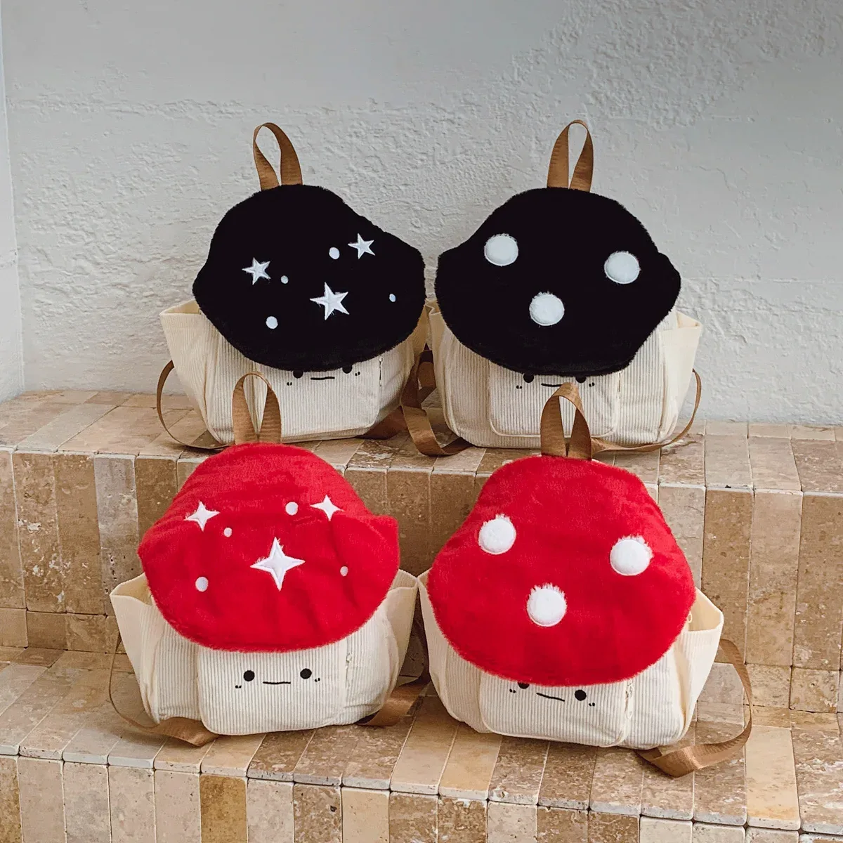 sac à dos d'étudiant en peluche exquis et mignon en forme de champignon, léger, grande capacité, pour filles, idéal pour l'école et les trajets quotidiens