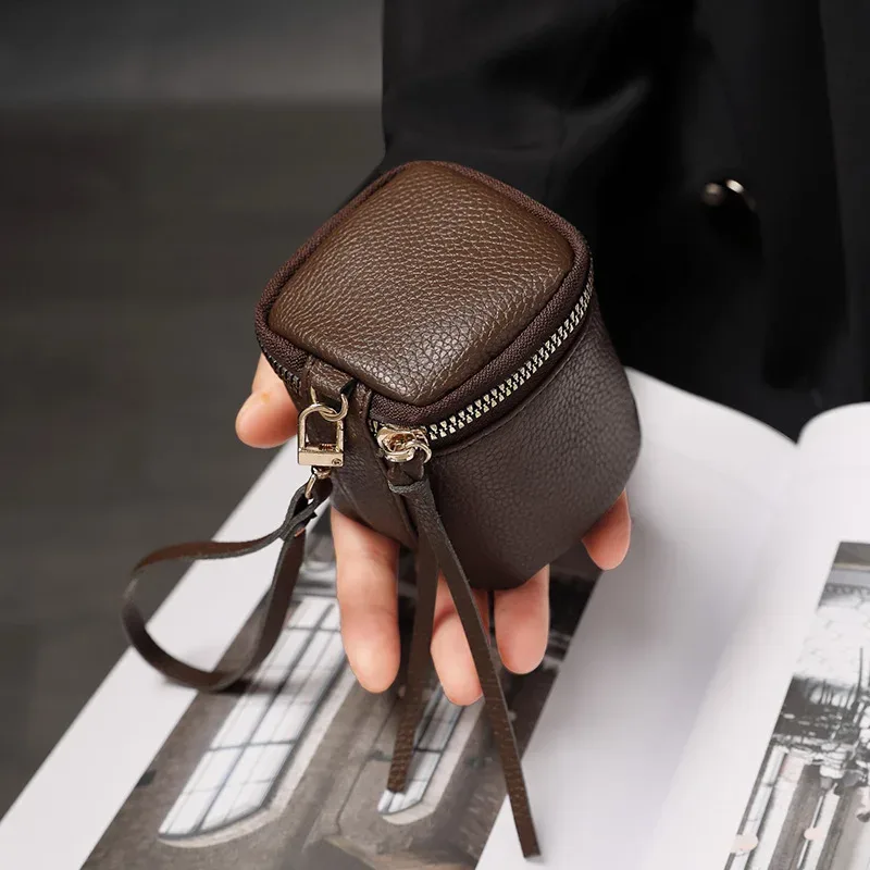 Sacs à cosmétiques en cuir Vintage pour femmes, petits sacs de maquillage pour rouge à lèvres, pochette pour ligne de données, clé, étui organisateur pour écouteurs