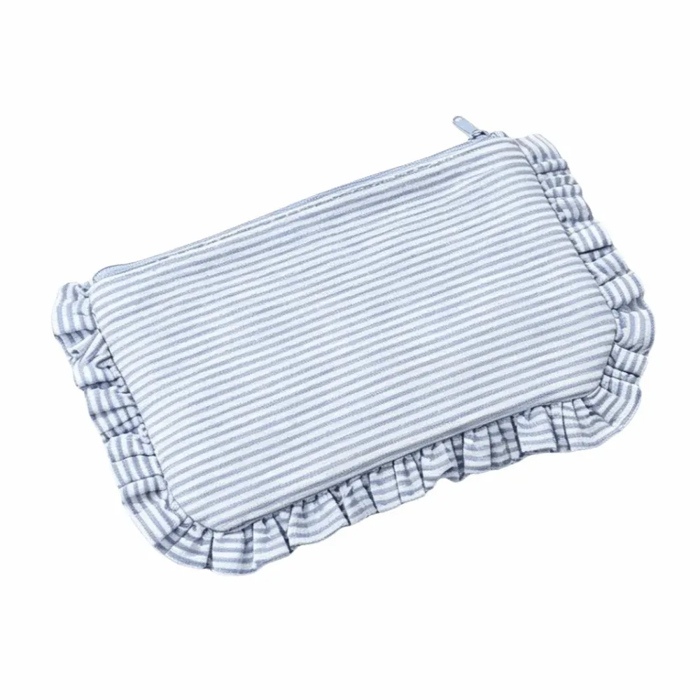sac à cosmétiques décontracté pour femmes, motif rayé, sac à cosmétiques portable à motif rayé, fermeture éclair, organisateur de maquillage léger