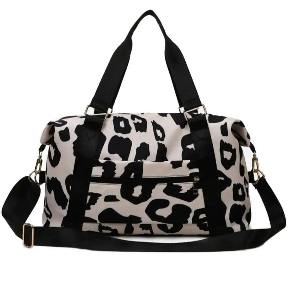 Sac de sport Oxford imprimé léopard, sac multifonctionnel à porter sous le bras, sac à bandoulière de fitness, sac fourre-tout, sac à main de grande capacité, sac de plage