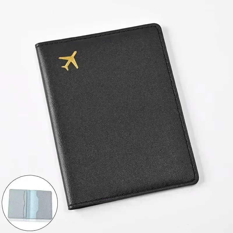 porte-passeport en cuir pu pour femmes et hommes, clip multifonctionnel pour billet d'avion, portefeuille et étui pour carte d'identité, 1pc
