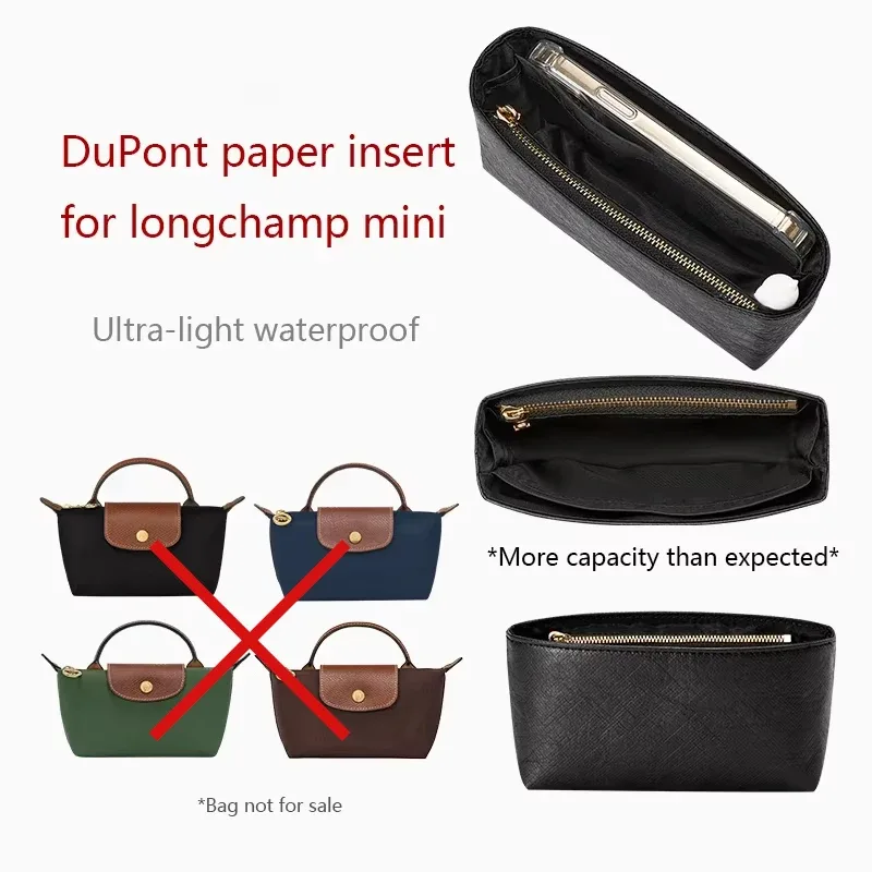 insert organisateur de sac pour longchamp mini dupont, sac en papier, rangement léger, support de sac étanche, accessoire
