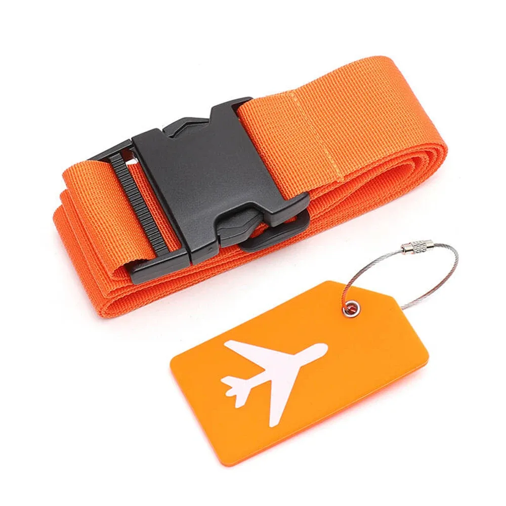 ensemble de sangles de bagages avec étiquette de bagage, plusieurs couleurs de sangles de bagage adaptées à différents types de bagages adaptées aux voyages