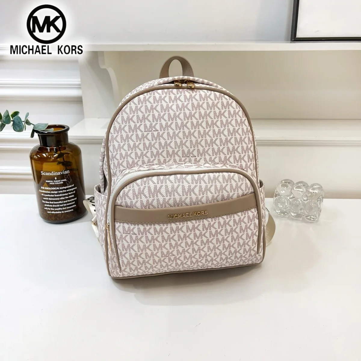 sac à dos de loisirs tendance pour femmes micmichael kors, sac à dos multifonctionnel de voyage et de vacances avec imprimé de lettres classiques mk.