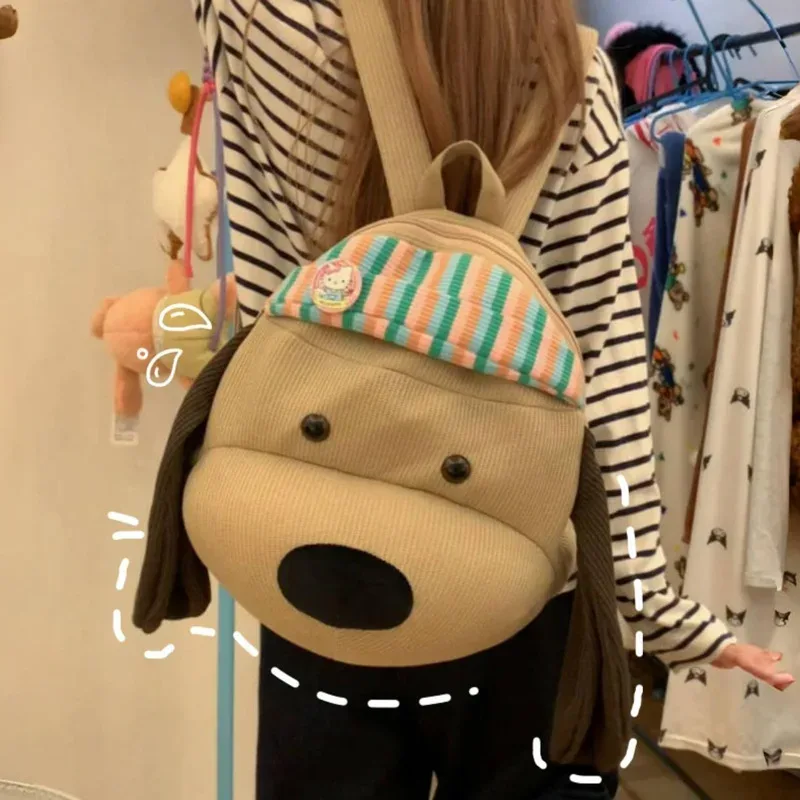 nouveau sac à dos chien en fourrure bouclée surdimensionné mignon grande capacité sac à bandoulière animal en peluche sac de voyage kawaii dessin animé pour femmes filles