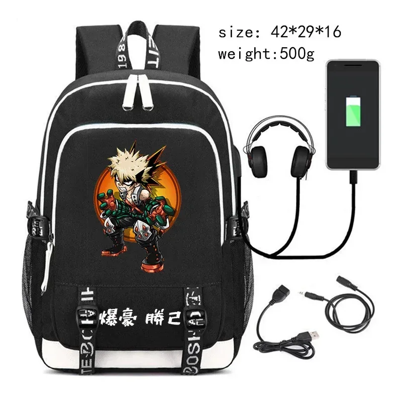 my hero academia bakugo sac à dos pour adolescent étudiant anime cartable usb voyage sac à dos grande capacité ordinateur portable sacs d'école cadeau