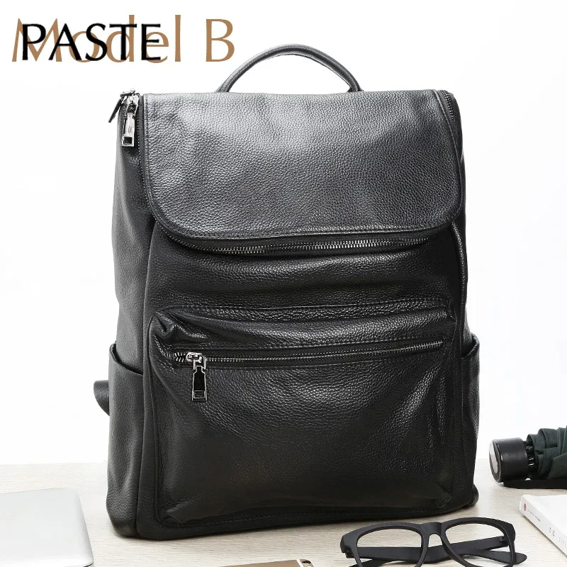 sac à dos en cuir de vachette véritable pour hommes, sac d'école masculin pour ordinateur portable, sacs à dos de loisirs, sac de voyage décontracté, style coréen, haute qualité, 2023