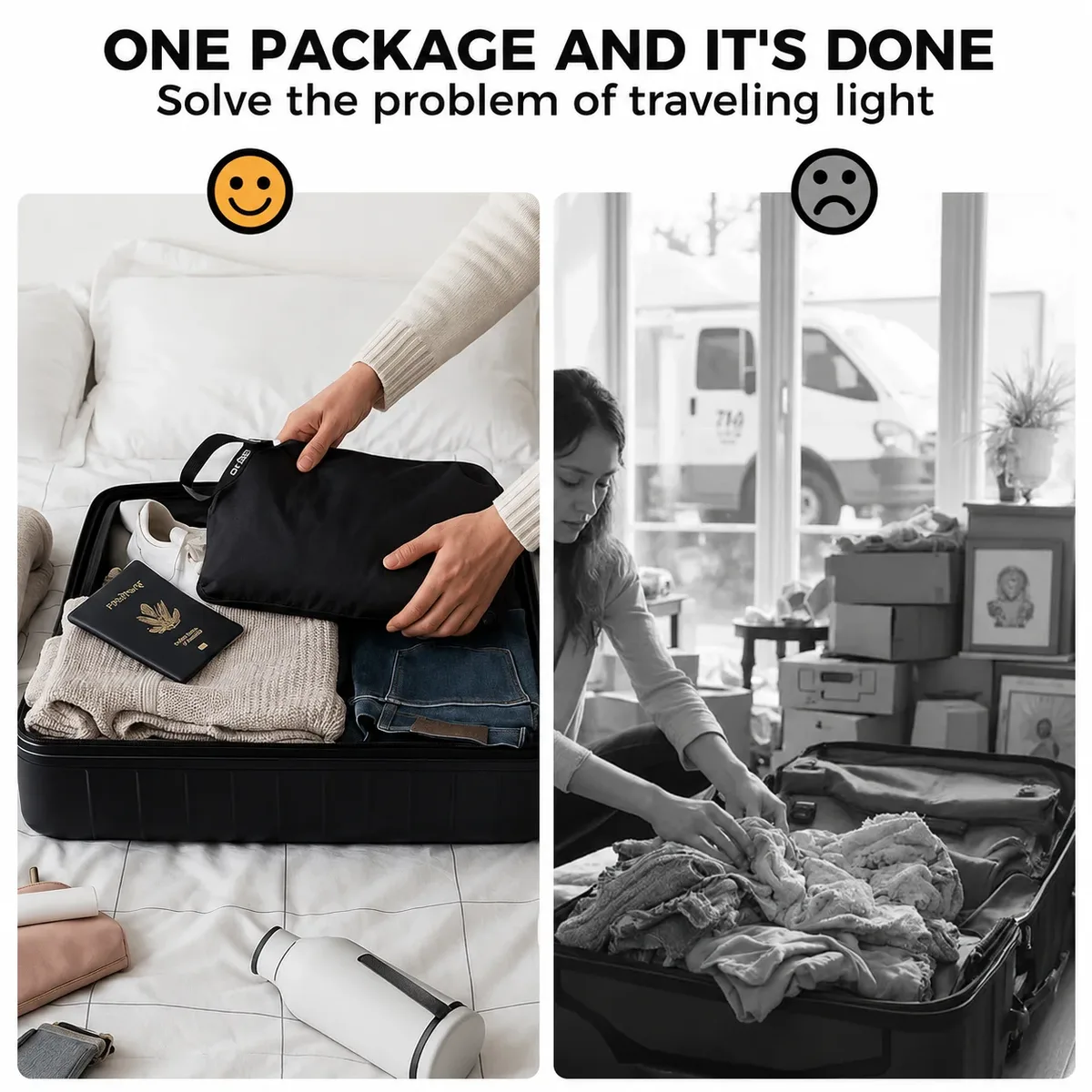 sac de rangement de voyage, sac de compression étanche sans pompe, sac sous vide, organisateur de vêtements, pochette gain de place pour le backpacking et la salle de sport