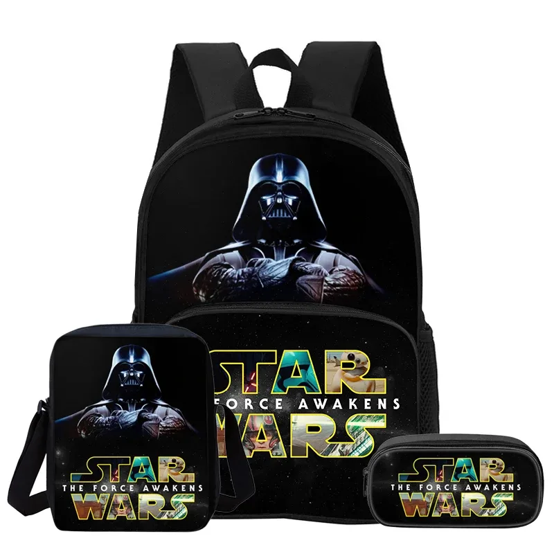 ensemble de 3 pièces star wars movie avec sac à dos à poche avant, sac à dos pour enfants, sacs à bandoulière, trousse à crayons pour garçons et filles