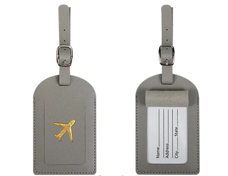 étiquette de bagage en cuir pu pour hommes et femmes, étiquette d'adresse de valise, sac d'embarquement, nom, identification, porte-adresse, accessoire de voyage