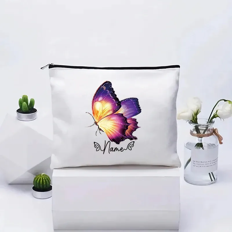trousse de maquillage personnalisée pour femme, organisateur de toilette, pochette cosmétique de voyage pour cadeau d'anniversaire de demoiselle d'honneur, pochette en toile personnalisable