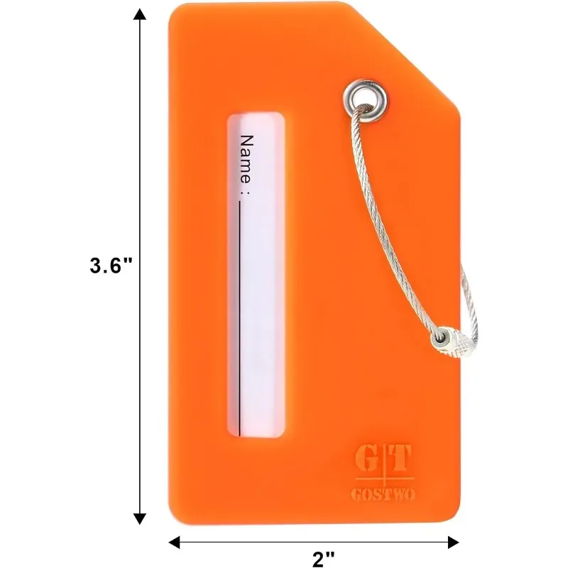 lot de 8 étiquettes de bagages en silicone de couleurs assorties avec boucles en acier inoxydable, étiquettes de valise de voyage avec protection de la confidentialité tsa