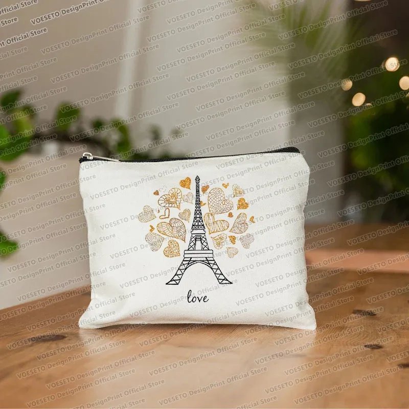 sac de maquillage imprimé tour eiffel de paris, trousse de toilette de voyage, organiseur de cosmétiques, pochette en toile pour femme, fermeture éclair, sacs à cosmétiques, meilleur cadeau